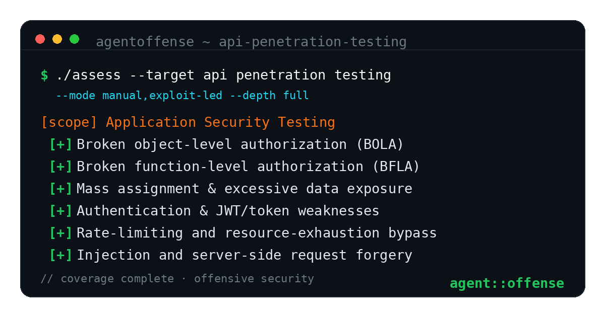 API Penetration Testing — AgentOffense test coverage and attack surface