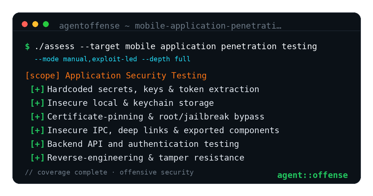 Mobile Application Penetration Testing — AgentOffense test coverage and attack surface