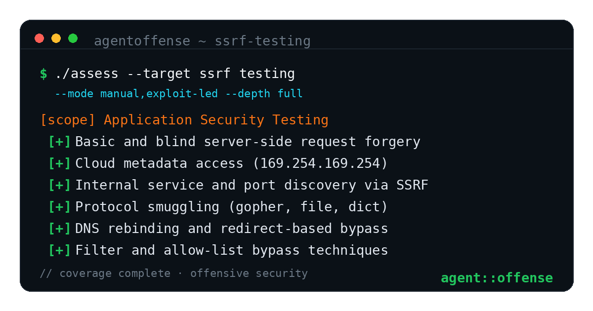 SSRF Testing — AgentOffense test coverage and attack surface