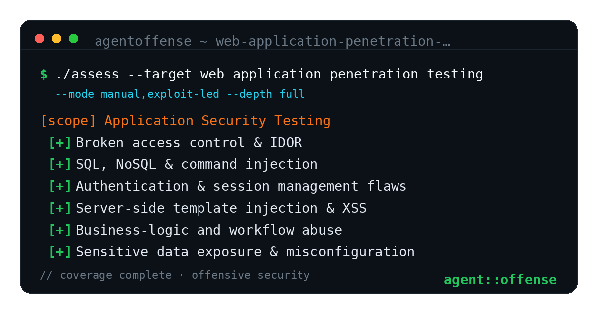 Web Application Penetration Testing — AgentOffense test coverage and attack surface